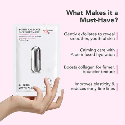 O3+ Facialist Youth Radiance Sheet Mask With Glycolic 30 gm - Face Mask