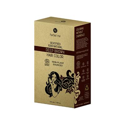 Herbal Me Certified 100% Natural Deep Brown - Henna Hair Color 200 gm - Powder
