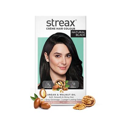 Streax Hair Colour - Natural Black (60gm+60ml+20gm) 1's - Crème