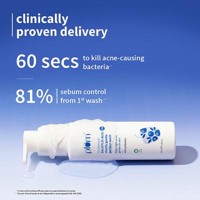 Plum 1% Salicylic Acid Gentle, Non-Drying Face Wash With Blueberr Helps Fight Active Acne 100 ml - Face Wash & Cleansers
