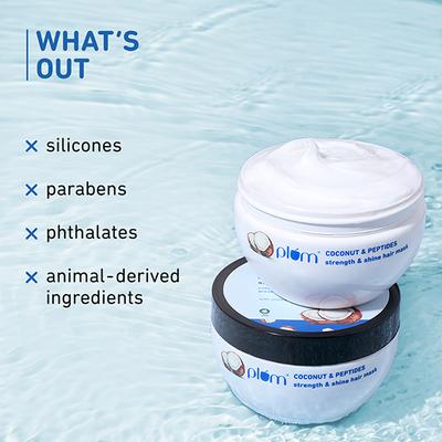 Plum Coconut & Peptides Strength & Shine Hair Mask I Coconut Oil, Pea Peptide I For All Hair Types 200gm - Hair Masks & Packs