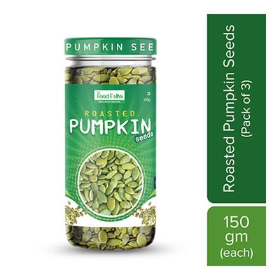 The Food Folks Roasted Pumpkin Seeds (Pack of 3 x 150 gm) - Nutritional Bars