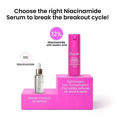 Foxtale 12% Niacinamide Serum with Azelaic Acid for Oil Control & Brightening 30ml - Face Serum