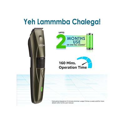 Vega P1 Battery Powered Beard Trimmer for Men with 160 Mins Runtime & 40 Length Settings, (VHTH-25) Green 1'S - Trimmers