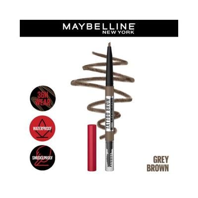 Maybelline New York Tattoo Brow 36 Hr Brow Pencil Grey Brown Waterproof Eyebrow Pencil with Precision Tip 0.25 gm - Eyebrow Pencils & Enhancers