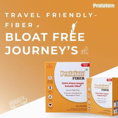 PentaSure 100% Plant-Based Soluble Fiber Powder (Travel Pack Sachet of 8 x 5 gm) - Daily Health Drinks
