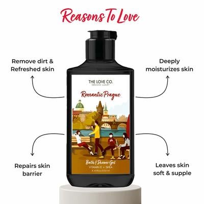 The Love Co. Romantic Prague Body Wash - Body Wash For Women - Hydrating - Moisturizing Body Care - 100% Vegan - Paraben Free 250 ml - Shower Gels & Body Wash