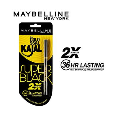 Maybelline New York Colossal Kajal, 2X Super Black 36 HR Lasting Water Proof 260.35 gm - Kajal & Kohls
