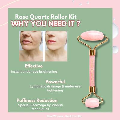 House of Beauty Rose Quartz Roller Kit For Toning, Tightening, Depuffing Face & Undereyes (3Pcs) 1's - Face Oils