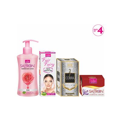 Vi-John Women Care Kit (Saffron Advance Cream 50 gm + Fair Fairy Cream 50 gm + St. John Cobra Limited Edition Eau De Parfum 60 ml + Saffron Fairness Rose Body Lotion 250 ml) 1's - Lotions & Creams