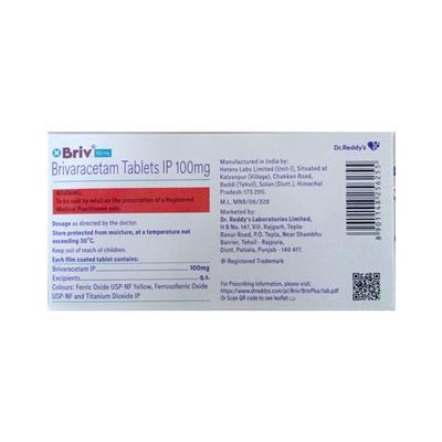BRIV 100mg Tablet 10's - Epilepsy/Convulsion-Ant