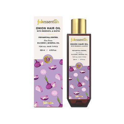 Fabessentials Onion Oil with Redensyl & Biotin Hair Fall Control Free from Silicone & Mineral Oil 200 ml - Hair Oils
