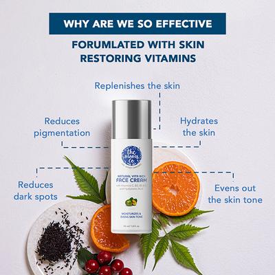 The Moms Co. Natural Vita Rich Face Cream with Vitamins C,B3,B5 and E and Hyaluronic Acid 50ml - Face Moisturizers