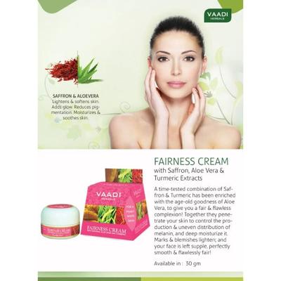 Vaadi Herbals Fairness Cream - Saffron, Aloe Vera & Turmeric 30gm - Face Creams