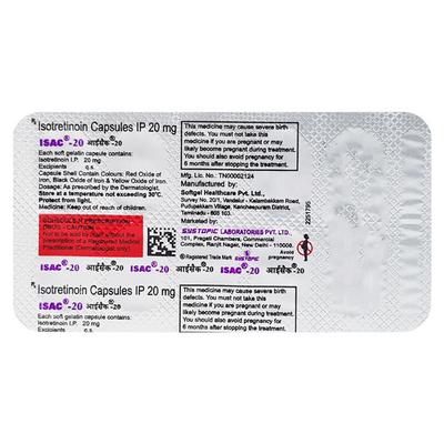 Isac 20mg Capsule 10'S - Acne-Acn