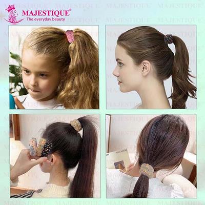 Majestique Soft Stretchable Hair Rubber Band Hair Ties Ponytail Holder Hair Scrunchies Head Band - Multicolor 5's - Hair Clips/Bands