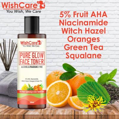 WishCare Pure Glow Face Toner For Glowing Skin Pore Tightening With 7% Fruit Aha & Niacinamide 200 ml - Toners