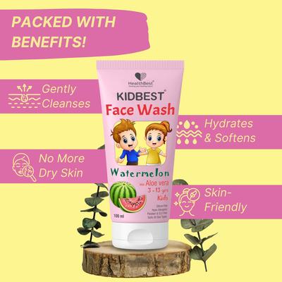 HealthBest Kidbest (3-13 Years) Facewash - Watermelon Flavour 100 ml - Face Washes