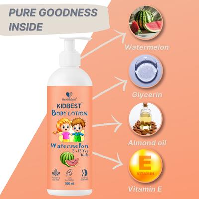HealthBest Kidbest (3-13 Years) Body Lotion - Watermelon Flavour 500 ml - Baby Body Wash