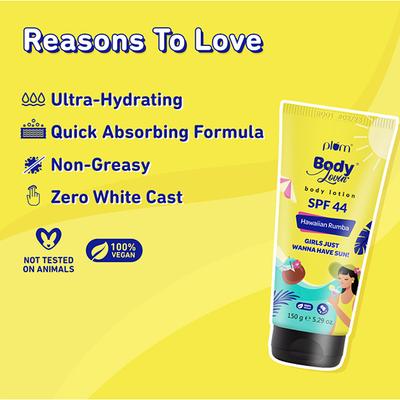 Plum Bodylovin Hawaiian Rumba Body Lotion Body Sunscreen with Spf 44 Pa+++ 100% Vegan 150 gm - Body Sunscreen