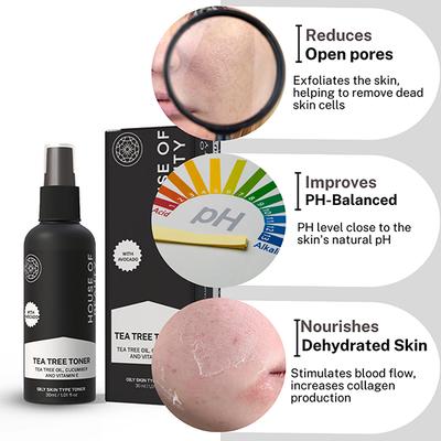 House of Beauty Tea Tree+Avocado Toner - Oily, Combination & Sensitive, Acne Prone Skin 30ml - Toners