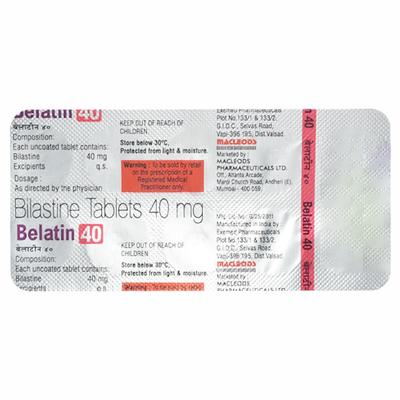 BELATIN 40 Tablet 10's - Allergies-Ant