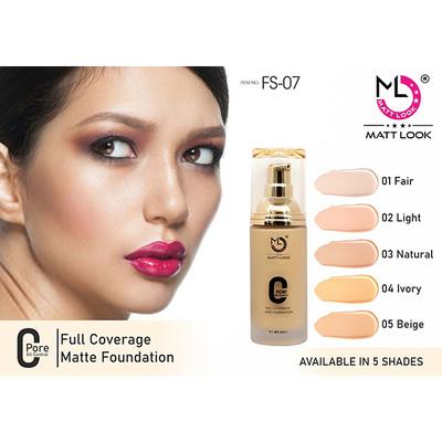 Matt Look Zero Pore Oil Control Full Coverage Matte Foundation, Ivory 45 ml - Foundation
