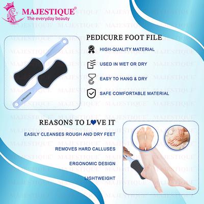 Majestique Foot File Pedicure for Callus Remover and Pedicure Tool for Wet and Dry Feet - Multicolor 1's - Callus Shavers & Stones
