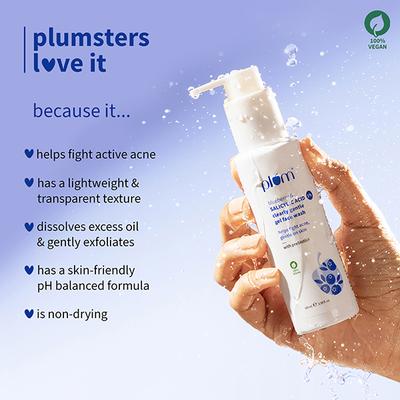 Plum 1% Salicylic Acid Gentle, Non-Drying Face Wash With Blueberr Helps Fight Active Acne 100 ml - Face Wash & Cleansers