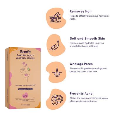 Sanfe Sakura Body Waxing Strips - Sakura & Castor Oil 10's - Hair Removal Accessories