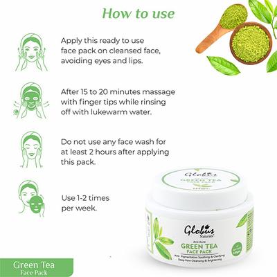 Globus Naturals Green Tea Anti-acne Face Pack 125 gm - Face Packs