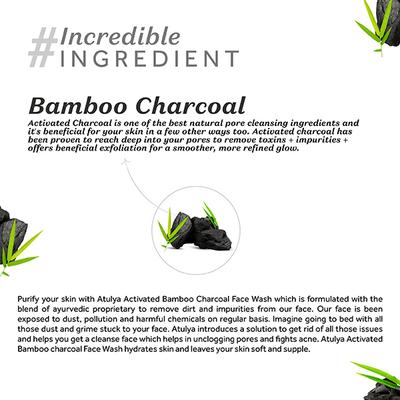 Atulya Activated Organic Bamboo Charcoal Foaming Face Wash with Silicone Brush Applicator 1 gm - Face Scrubs