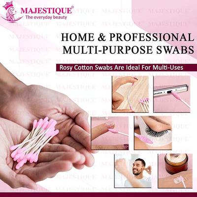Majestique Rosy Tip Eco Cotton Swabs, Paper-made Sticks, Gentle for Face, Ear, Makeup - 200Pcs 1's - Cotton Balls