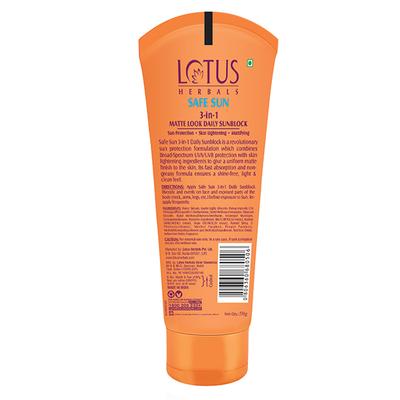 Lotus Herbals Safe Sun 3 In 1 Matte-Look Daily Sunblock Pa+++ Spf-40 50 Gm - Face Sunscreen
