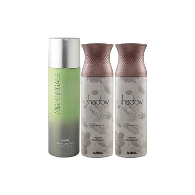 Ajmal 1 Nightingale And 2 Shadow Him Deodorants Pack of 3 200 ml - Deodorants/Roll-Ons