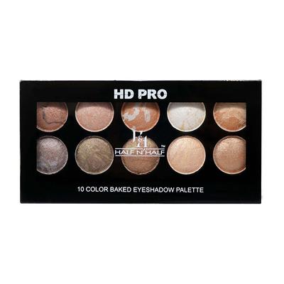 Half N Half HD Pro 10 Colour Baked Eyeshadow Palette, Multicolour - 01 18 gm - Eye Shadow Palettes
