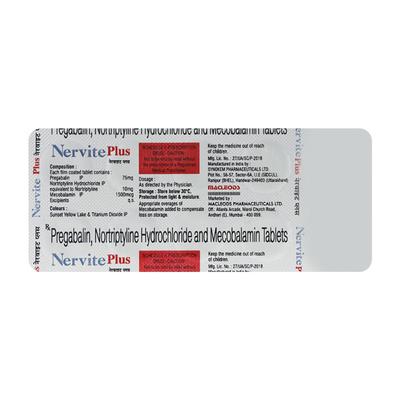 Nervite Plus Tablet 10'S - Neuropathic Pain-Dru