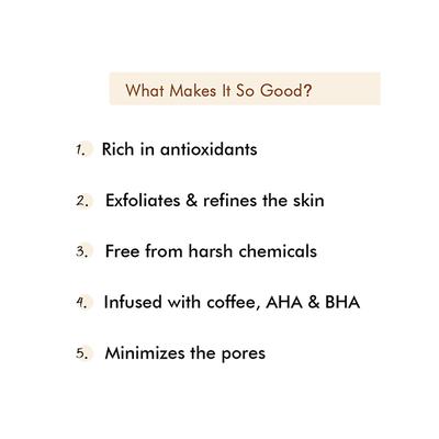 mCaffeine Espresso Coffee Face Mask with Natural AHA & BHA for Exfoliation & Pore Tightening 100 gm - Masks & Peels