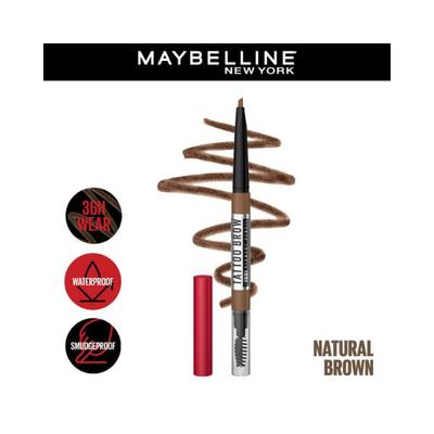 Maybelline New York Tattoo Brow 36 Hr Brow Pencil Natural Brown m Waterproof Eyebrow Pencil with Precision Tip 0.25 gm - Eyebrow Pencils & Enhancers