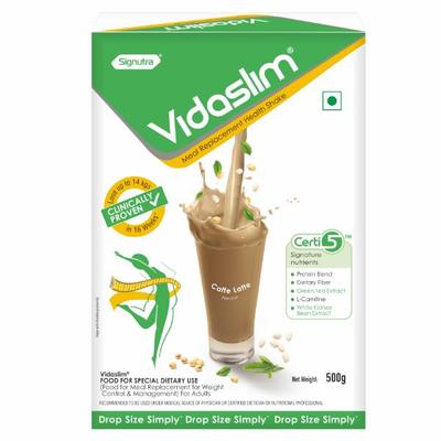 Vidaslim Meal Replacement Protein Health Shake Powder - Caffe Latte (Refill Pack) 500 g - Protein Drink