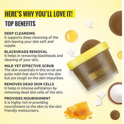 Swiss Beauty Skin Polishing Face Scrub - (Honey & Sugar) 100 gm - Scrubs & Exfoliants