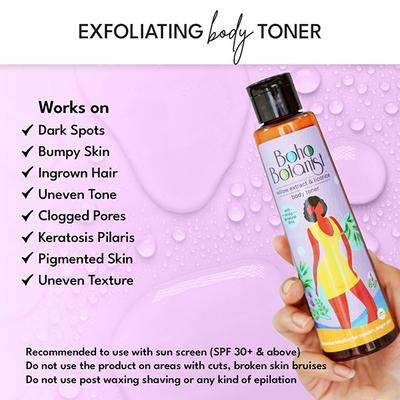 Boho Botanist Body Toner - Willow Bark Licorice AHA BHA, Prevents Strawberry Skin Ingrown Hair 200 ml - Scrubs & Exfoliants