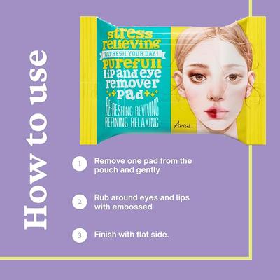 Ariul Stress Relieving Purefull Lip and eye remover tissue 55 ml - Facial Wipes & Tissues