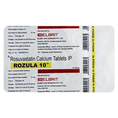 Rozula 10mg Tablet 15'S - High Cholesterol-Dys