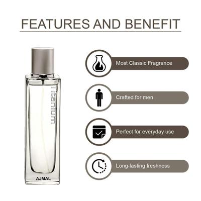 Ajmal Titanium EDP Citrus Spicy Perfume For Men And Blu EDP Aquatic Woody Perfume For Men 190 ml - Men Perfumes (Edt/Edp)