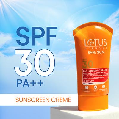 Lotus Herbals Safe Sun Sun Block Cream Pa++ Spf-30 100 Gm - Face Sunscreen