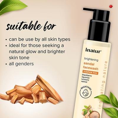 Inatur Sandal Fairness Face Wash 150 ml - Face Wash & Cleansers