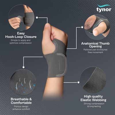 Tynor Wrist Brace with Thumb (One Size Fits All) (E 06) - Hand/Wrist Supports