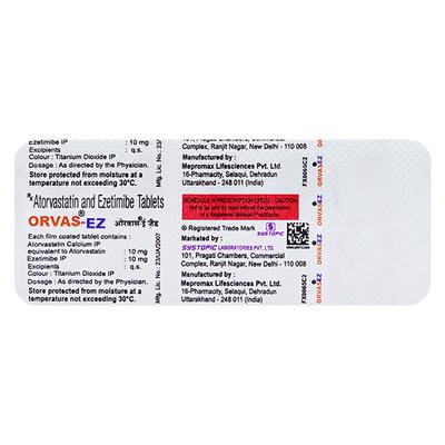 Orvas EZ 10mg Tablet 10'S - High Cholesterol-Dys