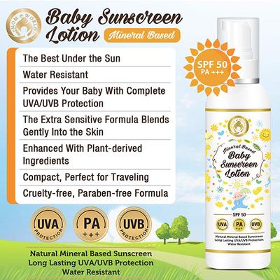Mom & World SPF 50 Mineral Based Baby Sunscreen Lotion 120 ml - Creams, Lotions & Oils